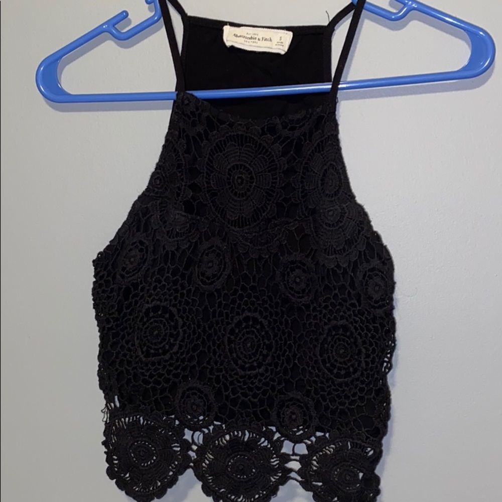 Black Crochet A&F top